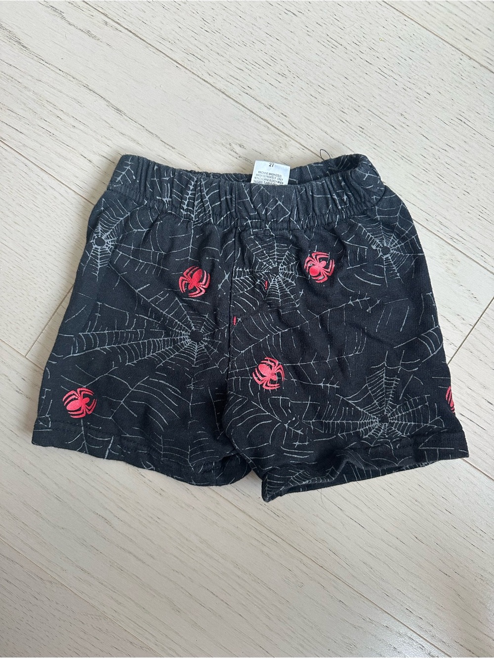 Marvel Black Shorts with Red Spider Motif